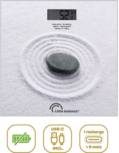 Little Balance 8841- digitale weegschaal - wit - geen batterijen - USB oplaadbaar - gemaakt van 100% recycled plastic
