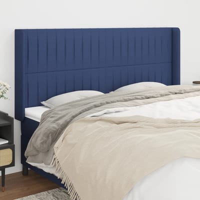 vidaXL - Hoofdbord - met - randen - 183x16x118/128 - cm - stof - blauw