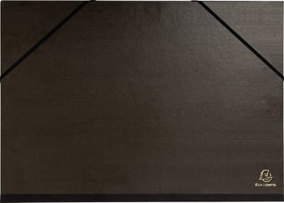 Exacompta 4x Tekenmap Kraft zwart vernist - met elastieken en 3 kleppen 32x45cm - A3 - Zwart - 548015E