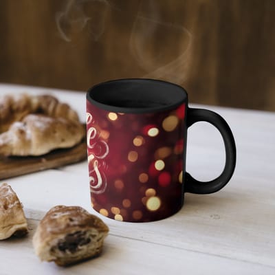 Magische Mok - Foto op Warmte Mokken - Koffiemok - Jingle - Bells - Kerst - Rood - Magic Mok - Beker - 350 ML - Theemok
