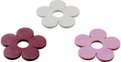 Strooidecoratie hout bloemen tafeldecoratie roze paars wit Ø4cm 72 st,