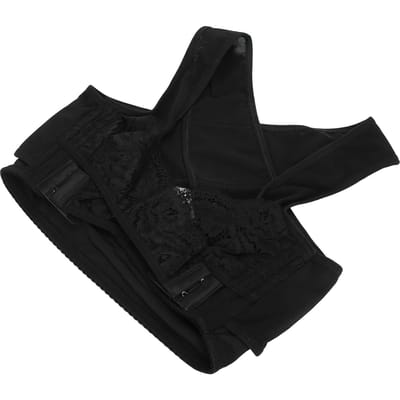 Borst Brace Omhoog Vrouwen Borst Ondersteuning Zwarte BH Shapewear Vest Voorkom Bultrug RiemXL