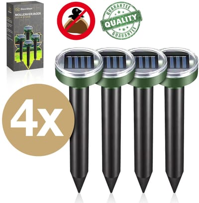 DecoVeen® Mollenverjager - Muizenverjager - 4 Stuks - Mollenbestrijding - Diervriendelijk - Op Zonne-energie - Ongedierte Verjager- Waterdicht