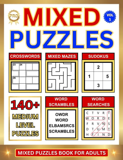 Puzzelboek voor Volwassenen: Met Kruiswoordraadsels, Sudoku, Doolhoven, Woordzoeker en Woordpuzzels