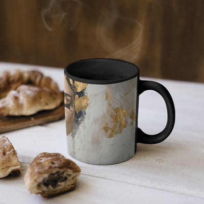 Magische Mok - Foto op Warmte Mokken - Koffiemok - Sierlijk - Vrouw - Goud - Ogen - Magic Mok - Beker - 350 ML - Theemok