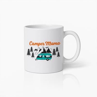 Camper Mama Mok 330ml – Avontuurlijke Koffiebeker voor Reisliefhebbers & Kampeerders – Perfect Cadeau voor Outdoor Moeders