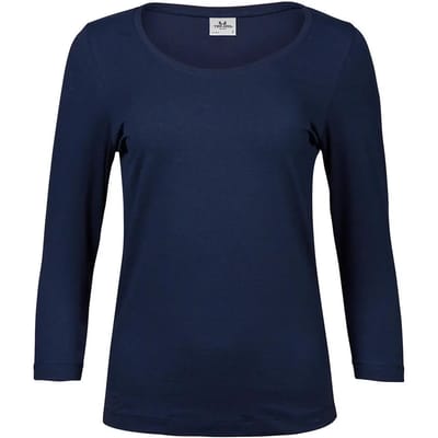 Tee Jays - Dames Stretch 3/4 mouw T-shirt - Navy maat S