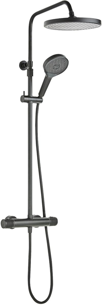 Schulte Doucheset - Thermostatische Mengkraan - Regendouchekop - 3 Straalsoorten - Mat Zwart Glaia