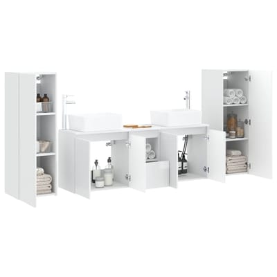 vidaXL - Badkamermeubel - Set - 5 - st - Hoogglans - Wit - 33 - x - 34,5 - x - 100 - cm