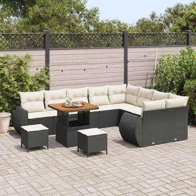 vidaXL - Tuinbank - Set - 12 - st - 12-Aantal - zitplaatsen - Zwart - en - Crème