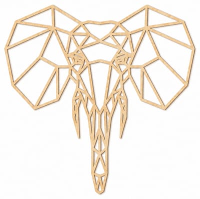 Houten wanddecoratie - Olifant - Elephant Natural wood - Maat S - 35cm x 35cm