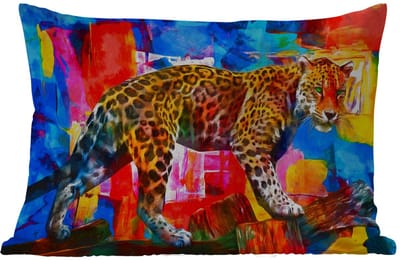 Buitenkussens - Schilderij - Panter - Olieverf - Kleuren - Dieren - 60x40 cm - Weerbestendig