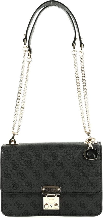 GUESS Schoudertas Eliette Logo Convertible Xbody Flap Coal Logo Donkergrijs