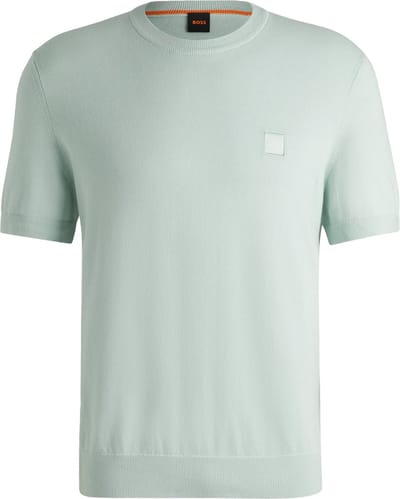 BOSS Knitted T-shirt Kanache Lichtblauw - Maat L - Heren - Casual T-shirts
