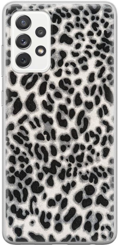 Leuke Telefoonhoesjes - Hoesje geschikt voor Samsung Galaxy A52 5G - Luipaard grijs - Soft case - TPU - Luipaardprint - Grijs