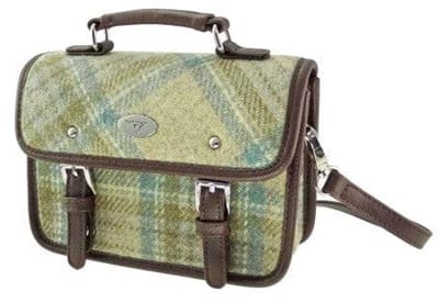 Mini Tas Bervie Beige Stewart en zacht Groen - 15x20x7,5 - Harris Tweed - Glen Appin of Scotland