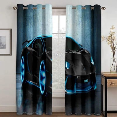 3D Print Luxe Modern Mechanische Auto Gratis Verzending 2 Stuks Dunne Raamgordijn Voor Woonkamer Slaapkamer Huisdecoratie W50xH130(CM)x2PCS-Grommet Top