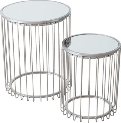 Bijzettafel Zilver Rond set van 2
