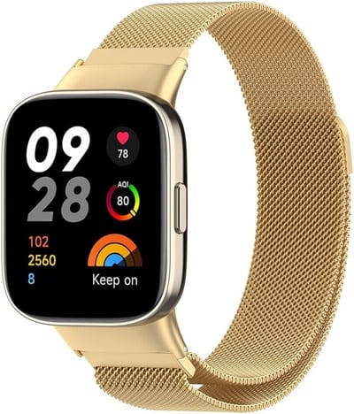 Milanees Smartwatch bandje - Geschikt voor Redmi Watch 3 Milanese band - goud - Strap-it Horlogeband / Polsband / Armband