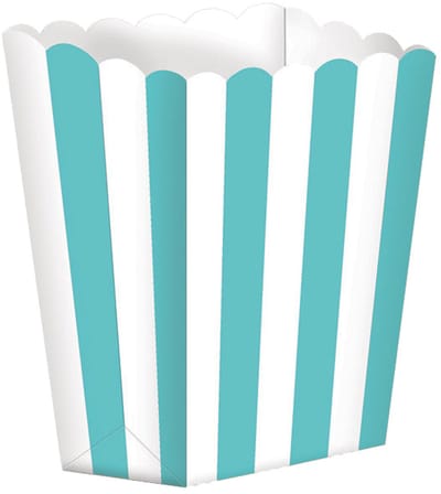 RIETHMULLER - 5 kartonnen popcornbakjes gestreept mint en wit 9 x 13 cm voor feest