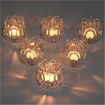 Theelichthouders in Tulpvorm voor Tafelmiddelpunt, Glazen Waxinelichthouders voor Kerst, Bruiloft, Verjaardagsfeest, Woondecoratie (Transparant)