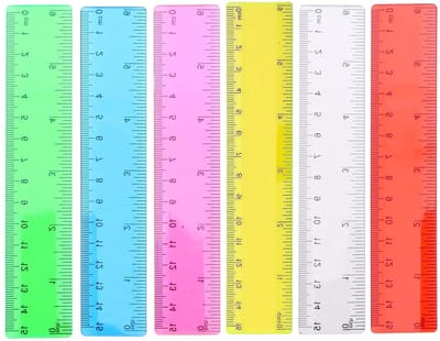 Set van 6 Flexibele Linialen van 15 cm voor Basisschool - Plastic Liniaal met Metrische en Inch Schaal, Ideaal voor School en Kantoor