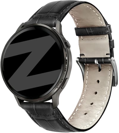 Bandz Leren 'Crocodile' bandje geschikt voor Garmin Vivoactive 4 / Garmin Venu 4 - 45mm / Garmin Venu 3 / Garmin Venu 2 / Garmin Forerunner 570 - 47mm / Garmin Forerunner 265 / Garmin Forerunner 255 - Zwart