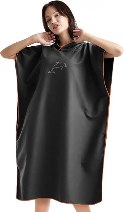 Microvezel Poncho 110 x 80 cm, Sneldrogend Badhanddoek met Kap, Ideaal voor Strand en Sauna, Unisex, Perfect voor Surfen en Zwemmen
