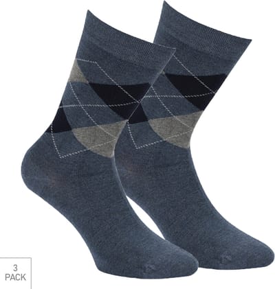 Boru Bamboo - 3-Pack - Geruite Sokken - Bamboe - Hypoallergeen - Heren / Dames - jeans - 35-38 - 2325