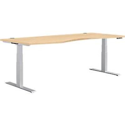 Schäfer Shop  Genius Bureautafel in vrije vorm MODENA FLEX, elektr. in hoogte verstelbaar, aanbouw links, B 1800 mm, esdoorn