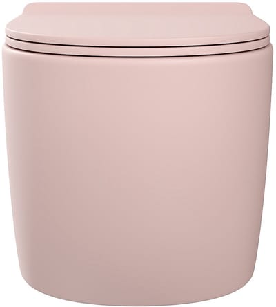 Vente-unique Zwevende wc van mat roze keramiek zonder rand - JAVOINE