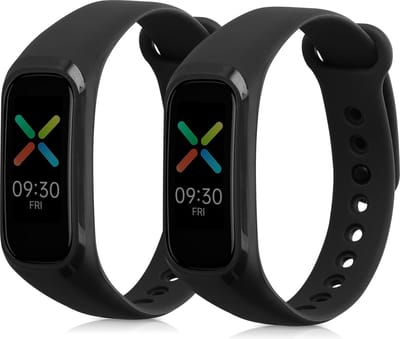 kwmobile 2x horlogebandjes geschikt voor Oppo Band Sport bandje - Smartwatch bandjes van TPU - Activity tracker horloge band in zwart / zwart