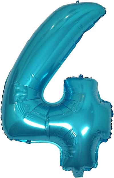 XL Folieballon Cijfer 4 Blauw voor 4e Verjaardag Feestdecoratie