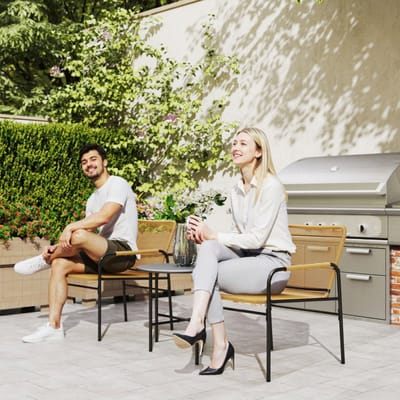 REDOM - 3-Delige Rotan Bistroset - 2 Tuinstoelen En Bijzettafel - Voor Balkon En Terras - Staal - Geel