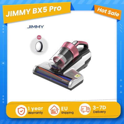 JIMMY BX5Pro Stofzuiger met 500W motor, UV-sterilisatie, ultrasone anti-mijtbehandeling, zachte rubberen + haarstriproller, dubbele cycloonfiltratie, 245 mm brede zuigmond, zachte/sterke standen voor
