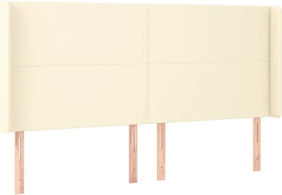 vidaXL - Hoofdbord - met - randen - 163x16x118/128 - cm - kunstleer - crèmekleurig
