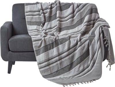 Homescapes Marokko sprei, grijze strepen, 255 x 360 cm