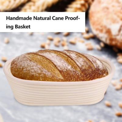 Banneton en Rotin Naturel Blanchi Fait Main Panier de Pousse Kit de Boulangerie Pâte Pain 25x14.5x8cm