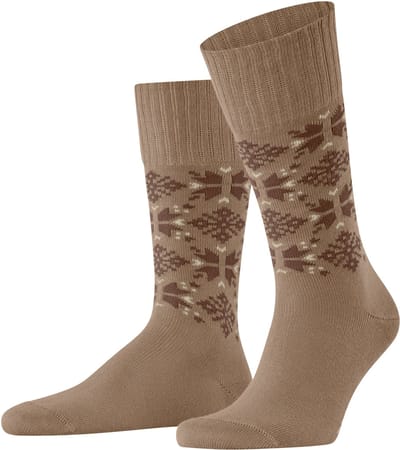 Esprit Winter Star gedessineerd katoen wol sokken heren bruin - maat 39-42