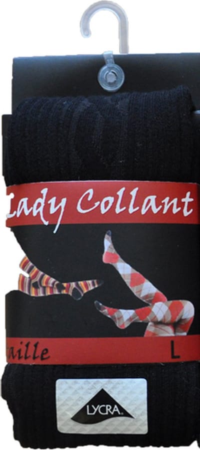 Dames collant 80% katoen- fantasie cable- 5 stuks- maat S/M - zwart