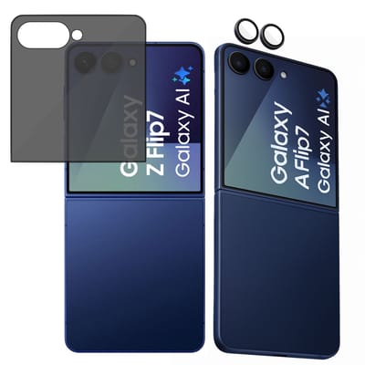 TechNow Privé Screenprotector + Camera Screen geschikt voor Samsung Galaxy Z Flip 7 Screenprotector - Privacy Beschermglas - Rounded - Privacy Proteqt+