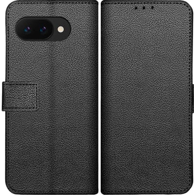 Cazy hoesje geschikt voor Google Pixel 9a Hoesje met Pasjeshouder - Bookcase Classic - Zwart