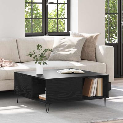 vidaXL - Salontafel - Zwart - Eiken - 80 - x - 80 - x - 36,5 - cm - Bewerkt - hout