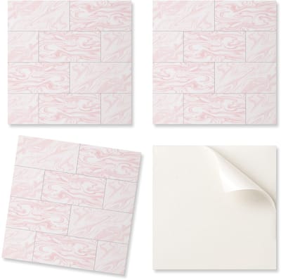 Zelfklevende vinyltegels met print, marmerpatroon met golven, 20x20x20 cm
