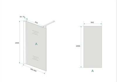 Wiesbaden Smoke inloopdouche met rookglas en muurprofiel 90x200cm NANO coating veiligheidsglas 10mm