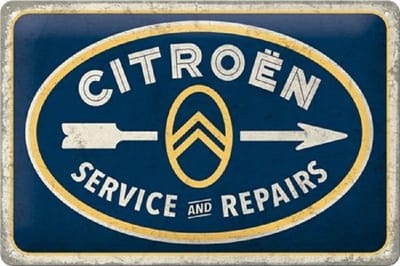 Citroën - Service & Repairs. Metalen wandbord in reliëf 20 x 30 cm.