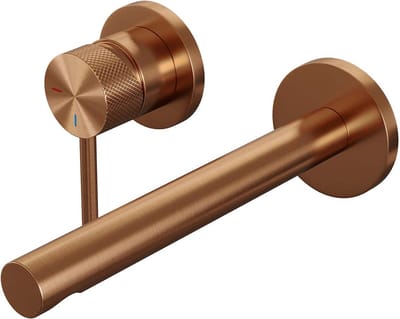 Brauer Copper Carving inbouw wastafelmengkraan met rechte uitloop en rozetten model A2 koper geborsteld PVD