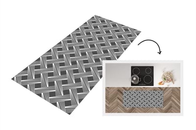 Keukenloper - Loper keuken - Patroon - Grijs - Geometrisch - 120x50 cm - Keukenloper vinyl