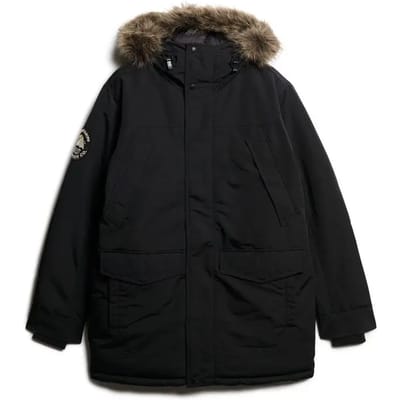 Superdry Everest Parka Jas Met Imitatiebont Zwart Grootte: L