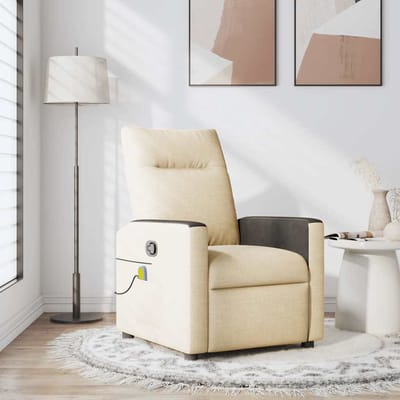 vidaXL - Massagestoel - verstelbaar - stof - crèmekleurig
